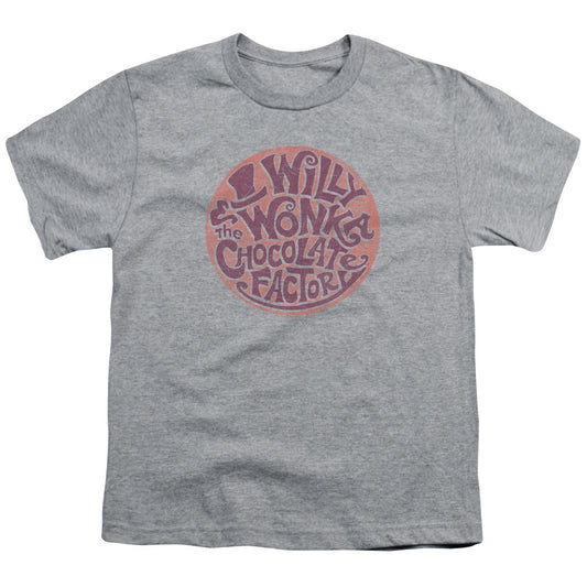 Willy Wonka And The Chocolate Factory Circle Logo Kids Youth T Shirt Athletic Heather Officially Licensed