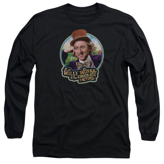 Willy Wonka And The Chocolate Factory Its Scrumdiddlyumptious Mens Long Sleeve Shirt Black Officially Licensed