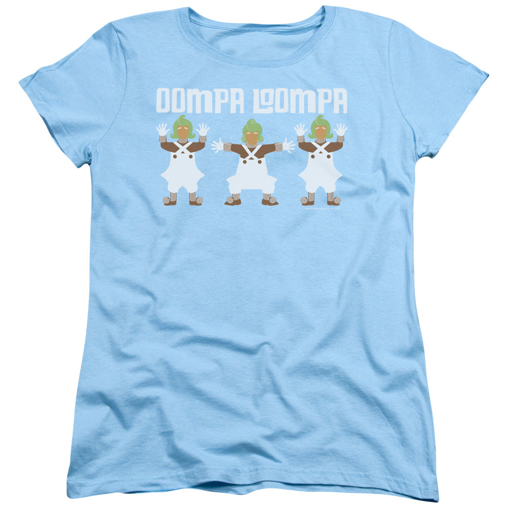 Willy Wonka And The Chocolate Factory Oompa Loompa Womens T Shirt Light Blue Officially Licensed