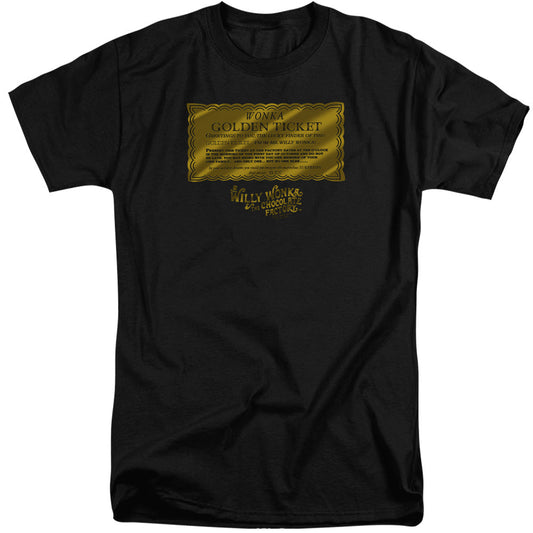 Willy Wonka And The Chocolate Factory Golden Ticket Mens Tall T Shirt Black Officially Licensed