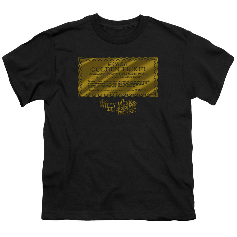 Willy Wonka And The Chocolate Factory Golden Ticket Kids Youth T Shirt Black Officially Licensed