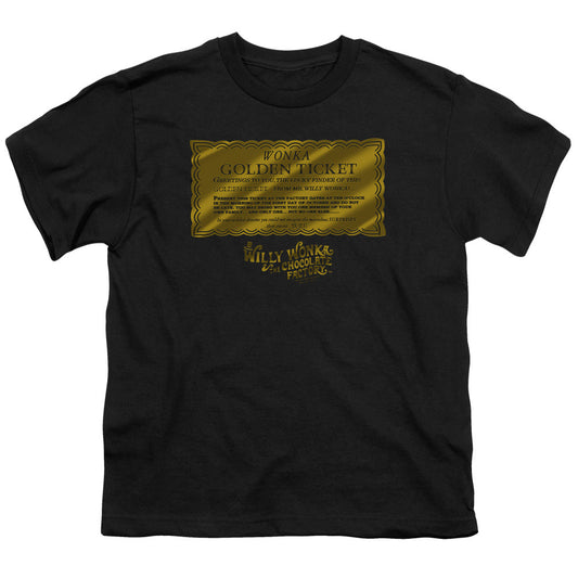 Willy Wonka And The Chocolate Factory Golden Ticket Kids Youth T Shirt Black Officially Licensed