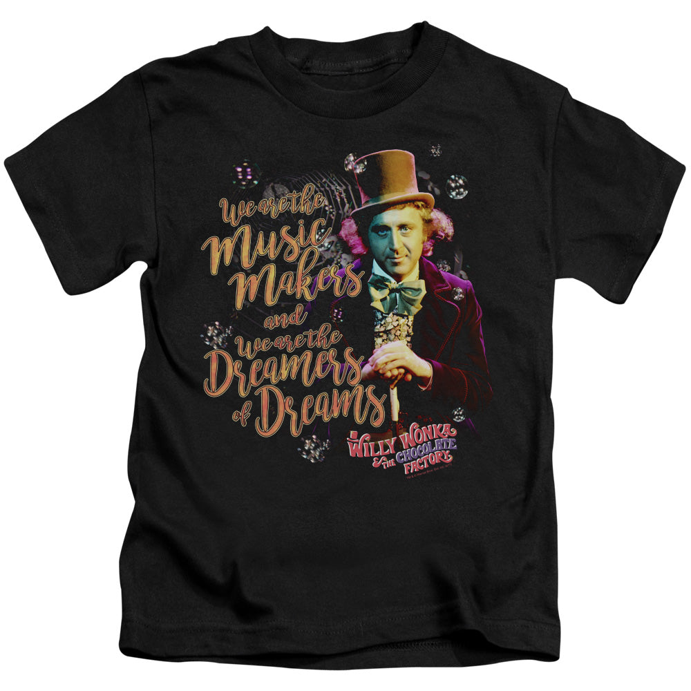 Willy Wonka And The Chocolate Factory Music Makers Juvenile Kids Youth T Shirt Black Officially Licensed
