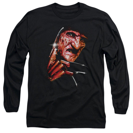 Nightmare On Elm Street Freddys Face Mens Long Sleeve Shirt Black Officially Licensed