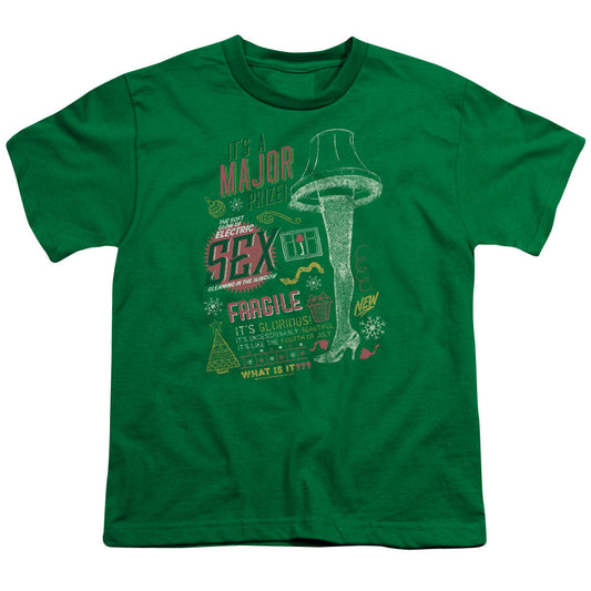 A Christmas Story Its A Major Prize Kids Youth T Shirt Kelly Green Officially Licensed