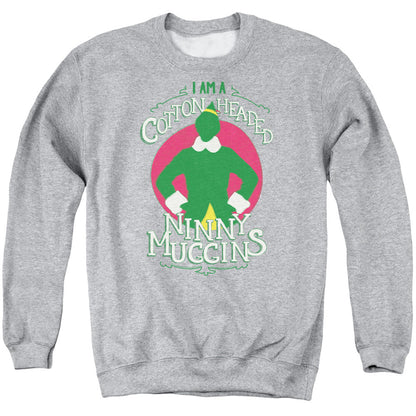 Elf Cotton Headed Mens Crewneck Sweatshirt Athletic Heather