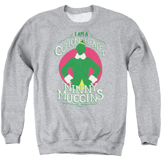 Elf Cotton Headed Mens Crewneck Sweatshirt Athletic Heather