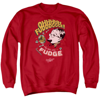 A Christmas Story Fudge Mens Crewneck Sweatshirt Red Officially Licensed