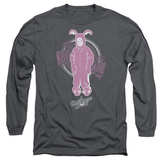 A Christmas Story Pink Nightmare Mens Long Sleeve Shirt Charcoal Officially Licensed