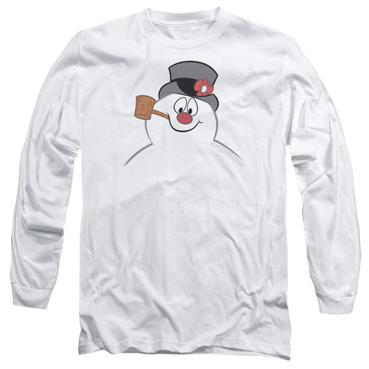 Frosty The Snowman Frosty Face Mens Long Sleeve Shirt White Officially Licensed Officially Licensed