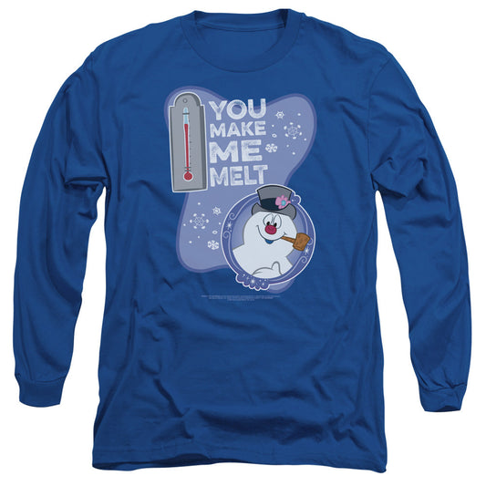 Frosty The Snowman Melt Mens Long Sleeve Shirt Royal Blue Officially Licensed