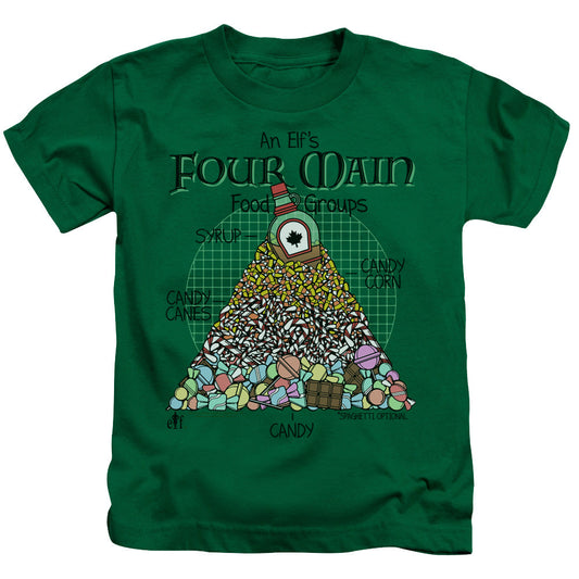 Elf Food Pyramid Juvenile Kids Youth T Shirt Kelly Green Officially Licensed