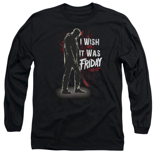 Friday The 13Th I Wish It Was Friday Mens Long Sleeve Shirt Black Officially Licensed Officially Licensed