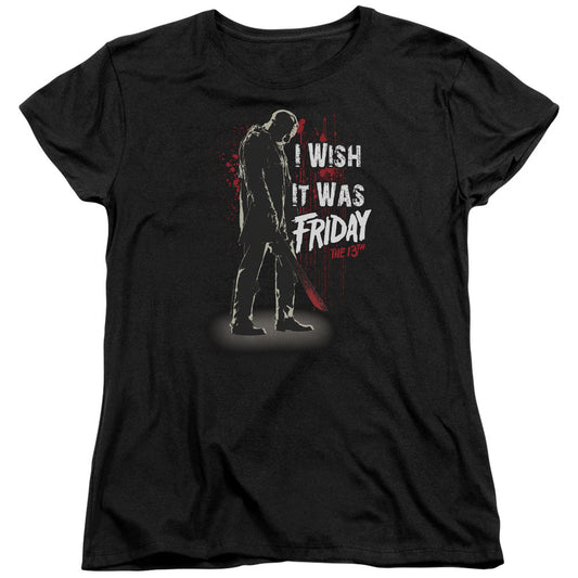 Friday The 13th I Wish It Was Friday Womens T Shirt Black Officially Licensed