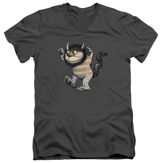 Where The Wild Things Are Carol Mens Slim Fit V-Neck T Shirt Charcoal Officially Licensed