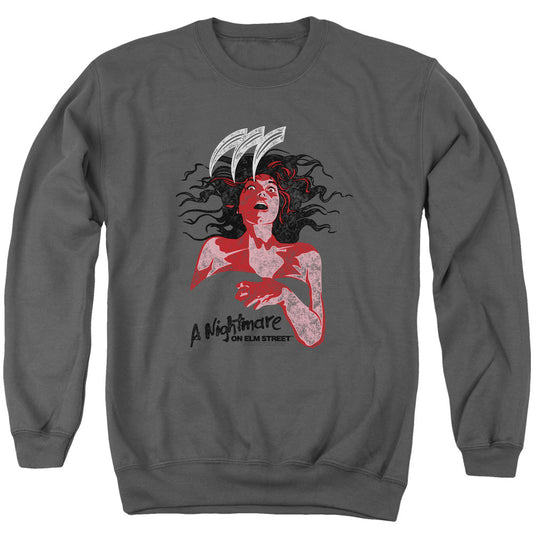 Nightmare On Elm Street Illustrated European Poster Mens Crewneck Sweatshirt Charcoal Officially Licensed