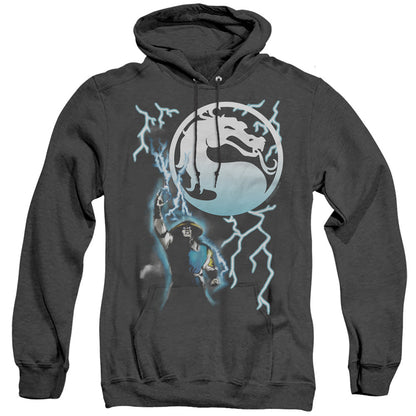 Mortal Kombat Klassic Raiden Mens Heather Hoodie Black Officially Licensed