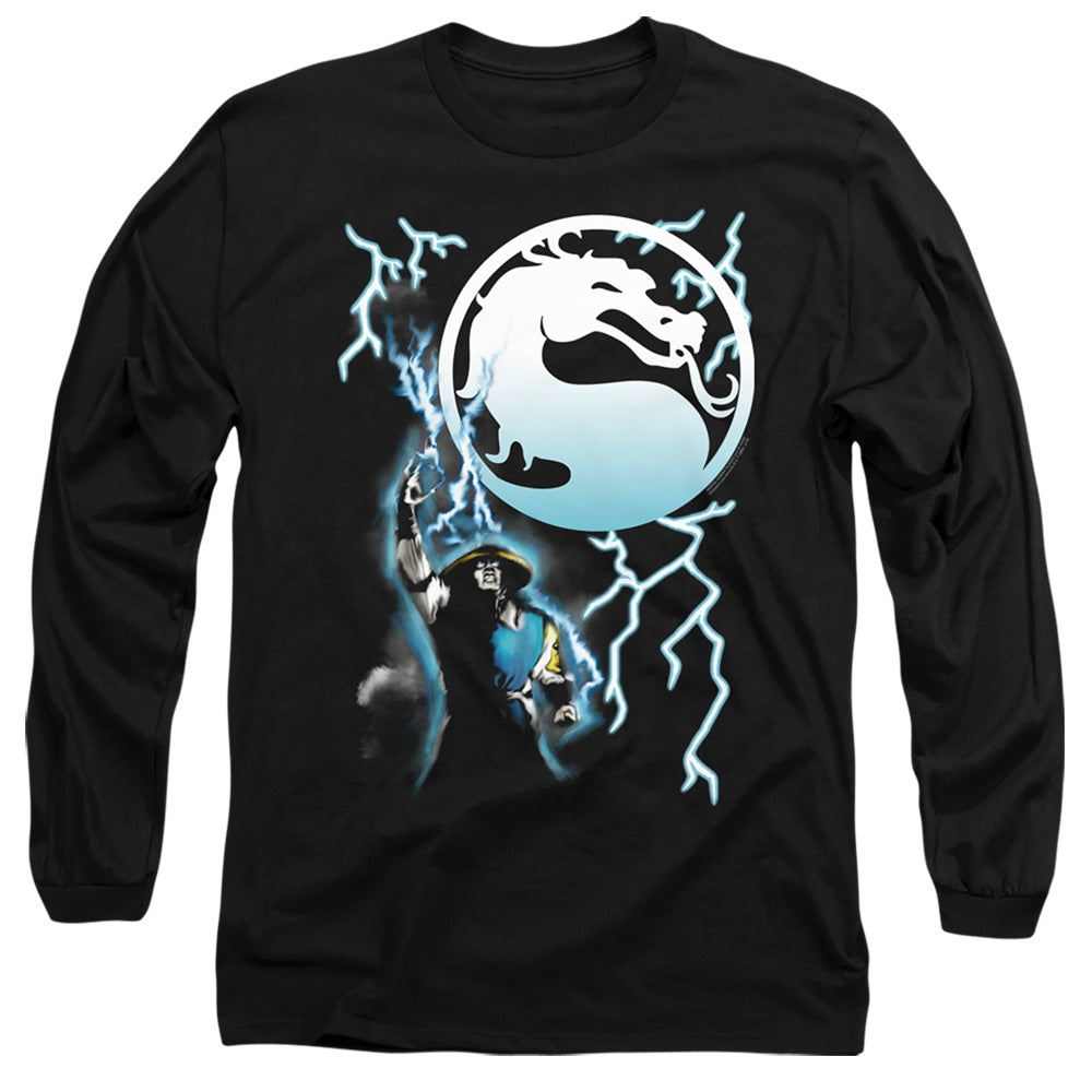 Mortal Kombat Klassic Raiden Mens Long Sleeve Shirt Black Officially Licensed