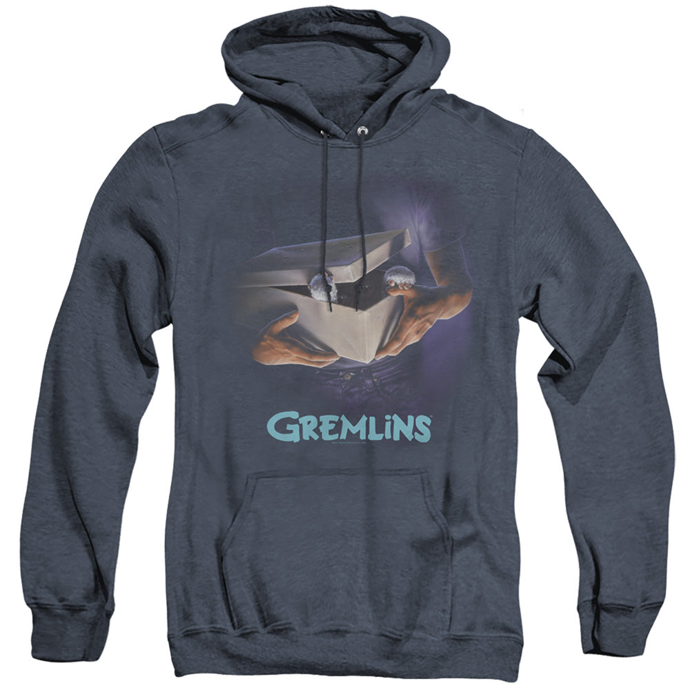 Gremlins Original Poster Mens Heather Hoodie Navy Officially Licensed