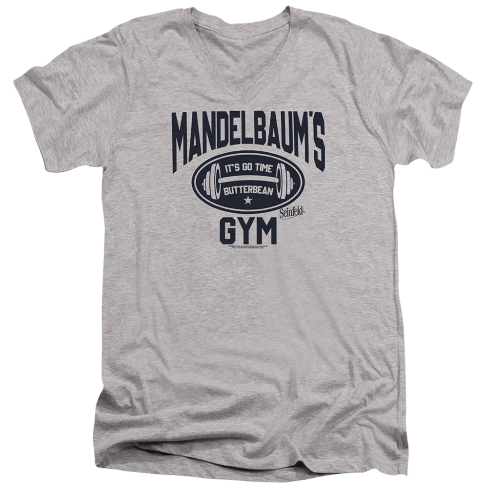 Seinfeld Madelbaum'S Gym Mens Slim Fit V-Neck T Shirt Athletic Heather Officially Licensed