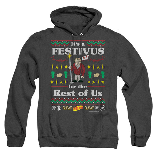 Seinfeld Festive Festivus Mens Heather Hoodie Black Officially Licensed