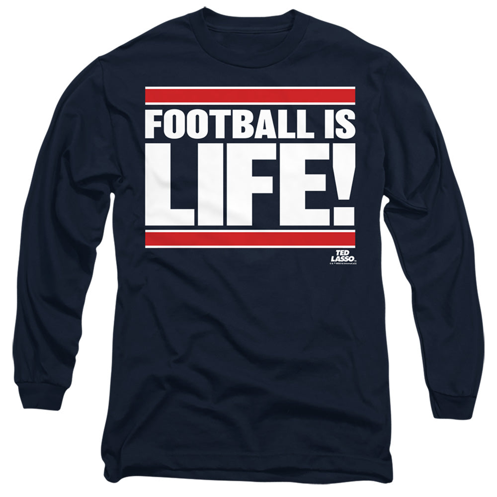 Ted Lasso Football Is Life Mens Long Sleeve Shirt Navy Officially Licensed