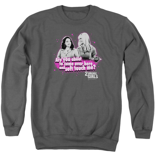 2 Broke Girls Soft Touch Mens Crewneck Sweatshirt Charcoal