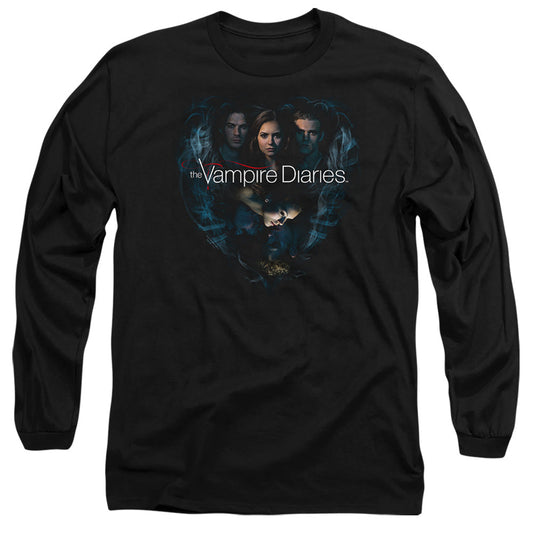 Vampire Diaries Hearts Desire Mens Long Sleeve Shirt Black Officially Licensed