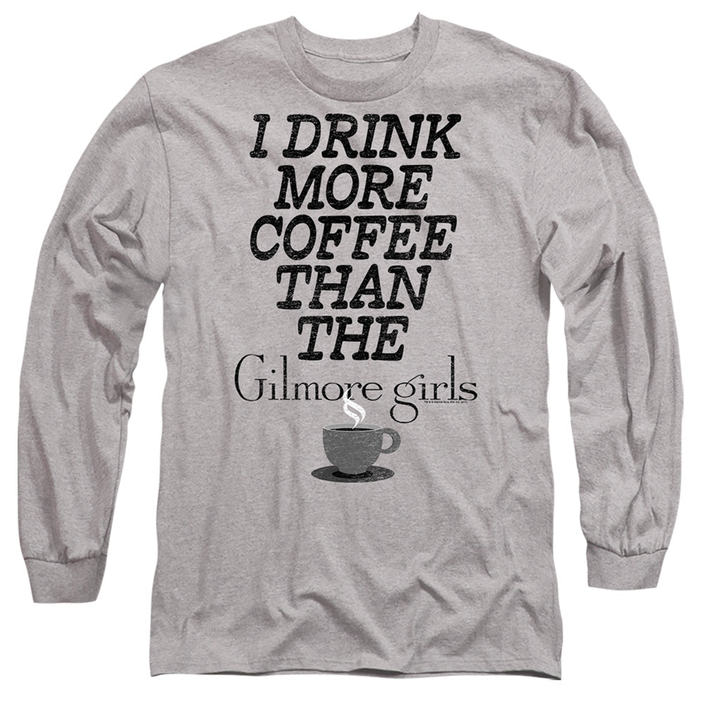 Gilmore Girls More Coffee Mens Long Sleeve Shirt Athletic Heather Officially Licensed