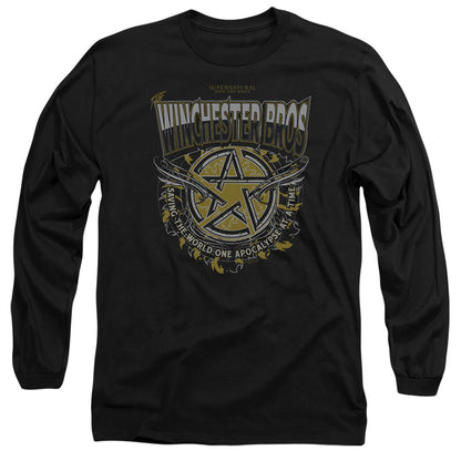 Supernatural Winchester Bros Mens Long Sleeve Shirt Black Officially Licensed