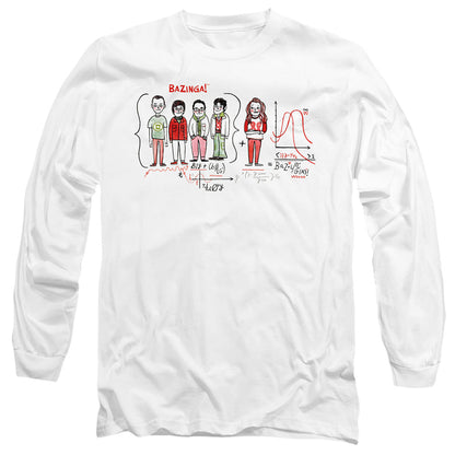 Big Bang Theory Bazinga Equation Mens Long Sleeve Shirt White Officially Licensed