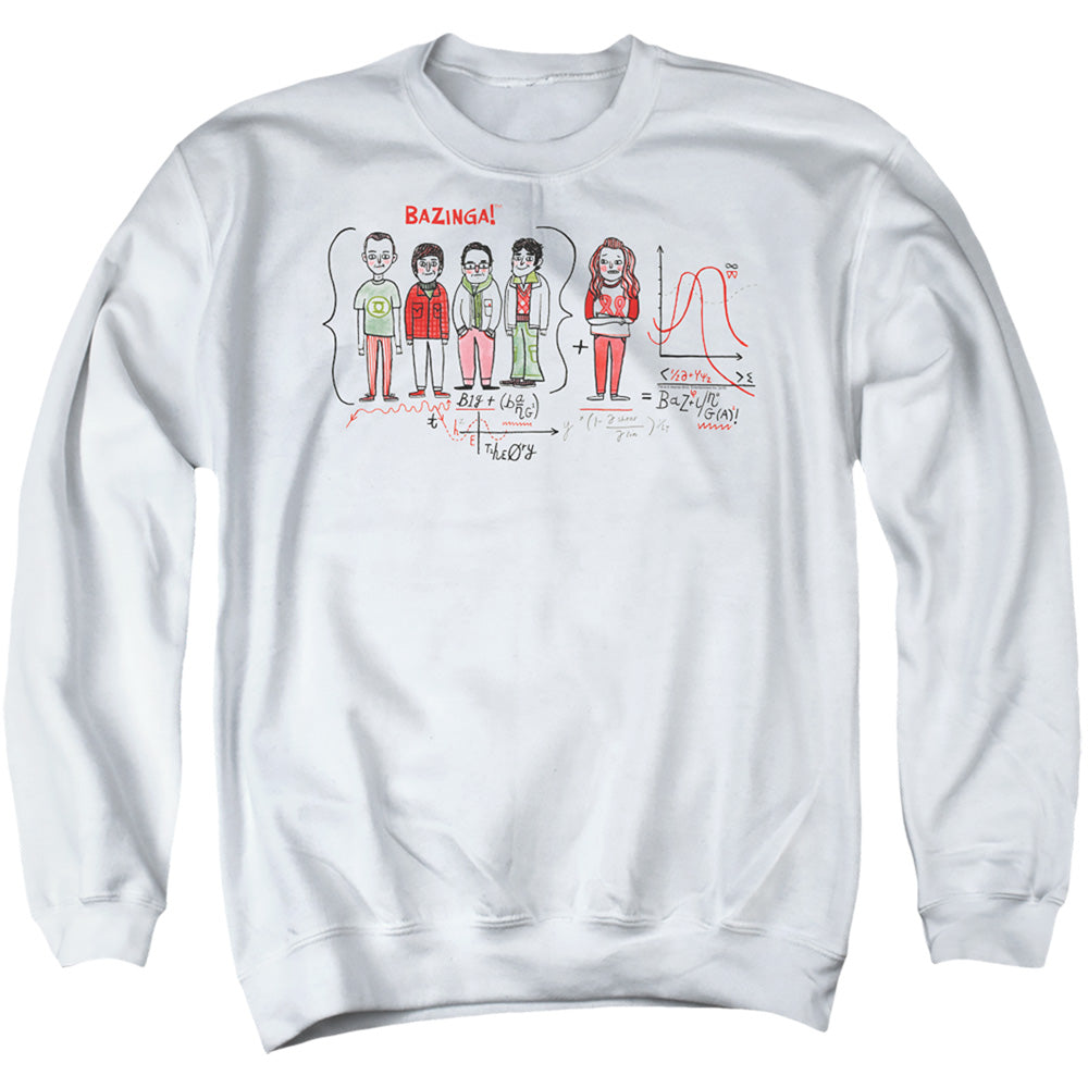 Big Bang Theory Bazinga Equation Mens Crewneck Sweatshirt White Officially Licensed