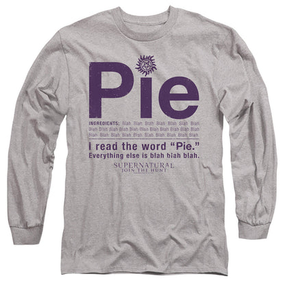 Supernatural Pie Mens Long Sleeve Shirt Athletic Heather Officially Licensed