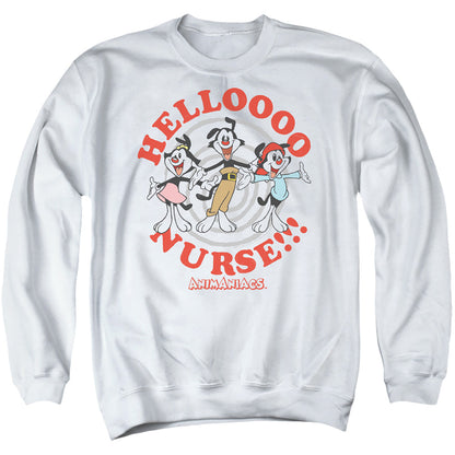 Animaniacs Hello Nurse Mens Crewneck Sweatshirt White Officially Licensed