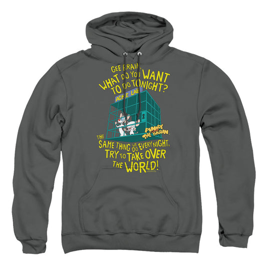 Pinky And The Brain The World Mens Hoodie Charcoal Officially Licensed