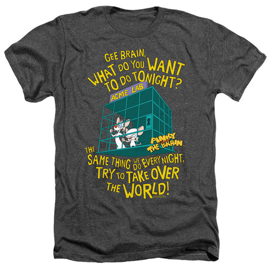 Pinky And The Brain The World Heather Mens T Shirt Charcoal Officially Licensed