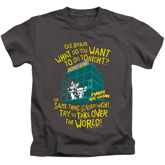 Pinky And The Brain The World Juvenile Kids Youth T Shirt Charcoal Officially Licensed