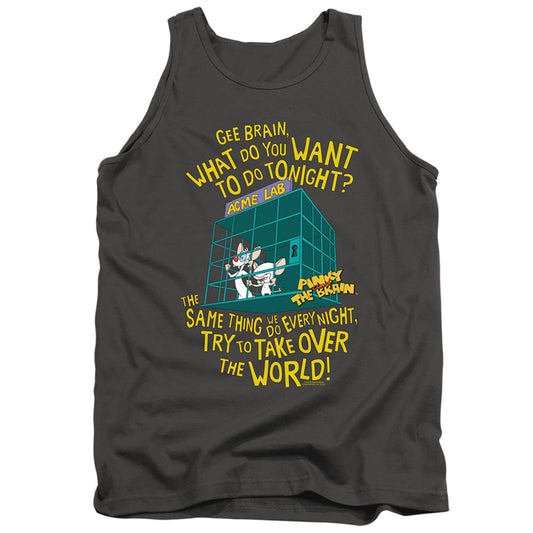 Pinky And The Brain The World Mens Tank Top Shirt Charcoal Officially Licensed