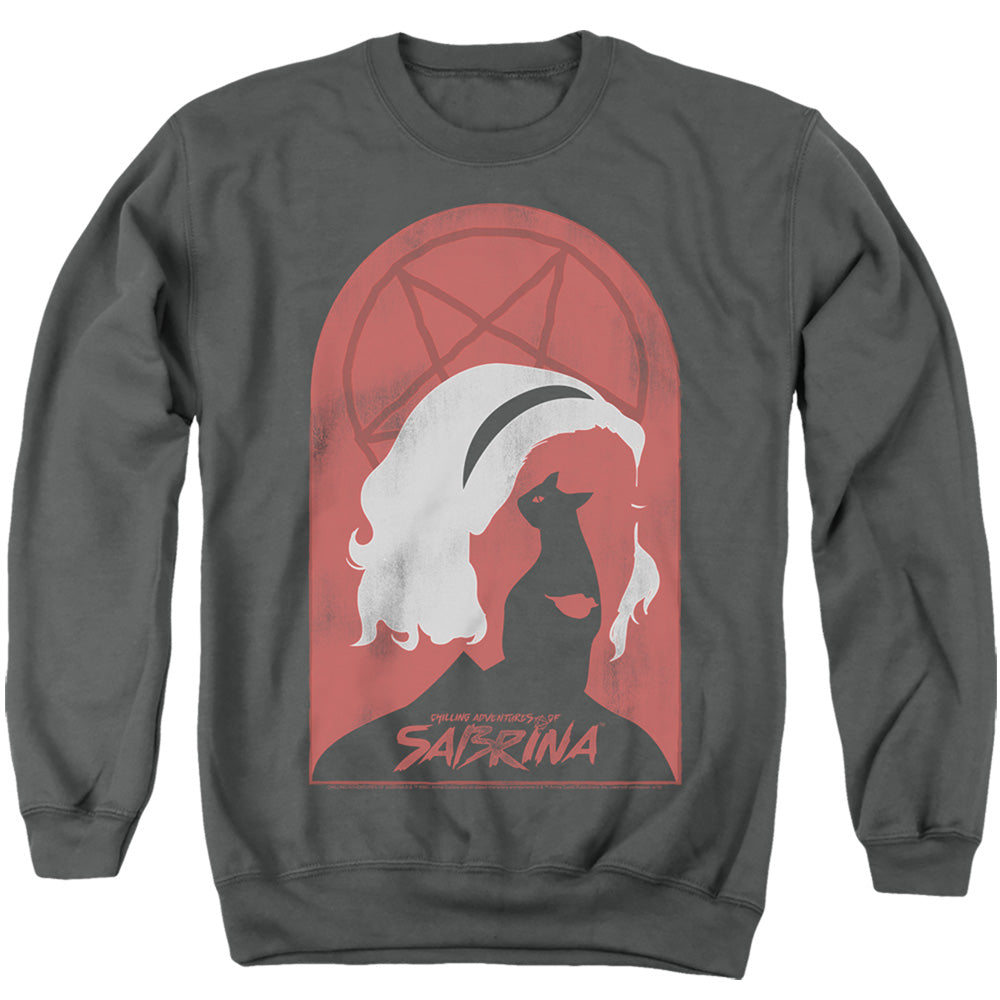 Chilling Adventures Of Sabrina Sabrina And Salem Mens Crewneck Sweatshirt Charcoal Officially Licensed