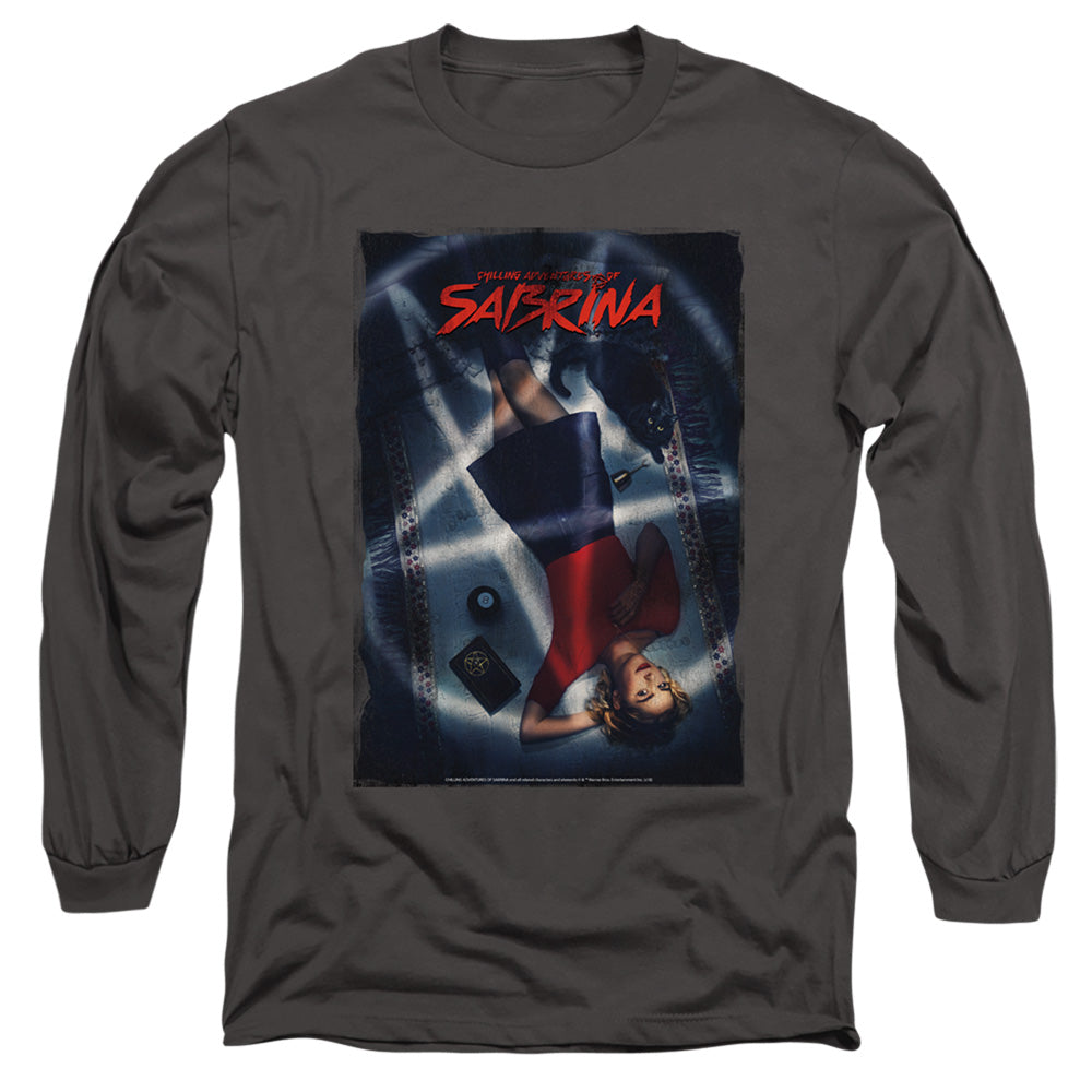 Chilling Adventures Of Sabrina Sabrina Key Art Mens Long Sleeve Shirt Charcoal Officially Licensed