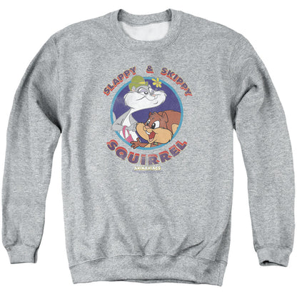 Animaniacs Slappy And Skippy Squirrel Mens Crewneck Sweatshirt Athletic Heather Officially Licensed