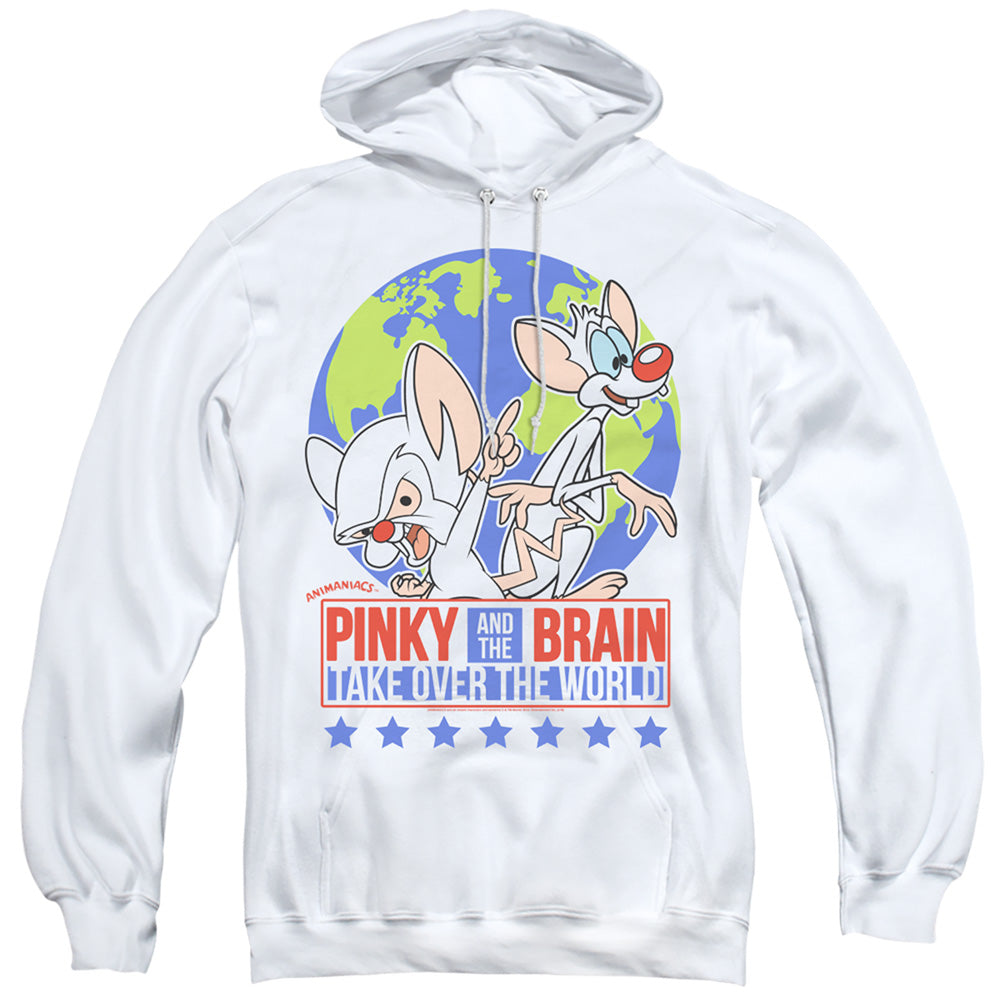 Pinky And The Brain Campaign Mens Hoodie White Officially Licensed