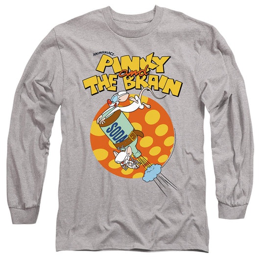Pinky And The Brain Soda Mens Long Sleeve Shirt Athletic Heather Officially Licensed