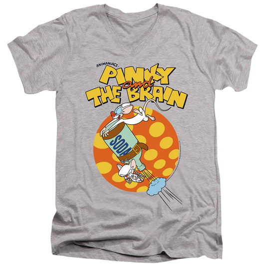 Pinky And The Brain Soda Mens Slim Fit V-Neck T Shirt Athletic Heather Officially Licensed
