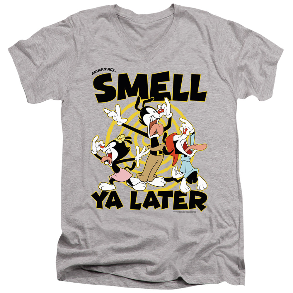 Animaniacs ell Ya Later Mens Slim Fit V-Neck T Shirt Athletic Heather Officially Licensed