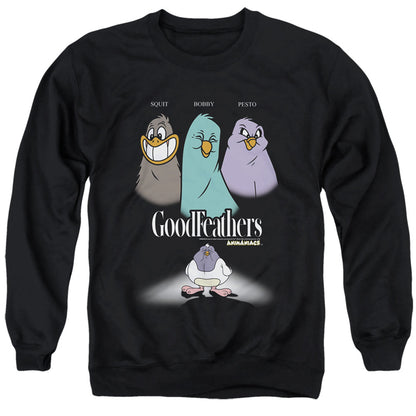 Animaniacs Goodfeathers Mens Crewneck Sweatshirt Black Officially Licensed