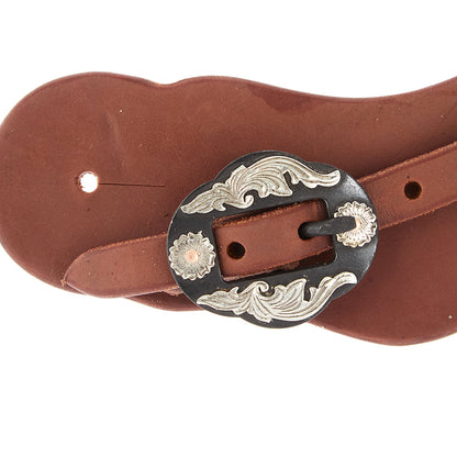 Mens Heavy Oiled Cowboy Spur Straps With Double Flower Buckles
