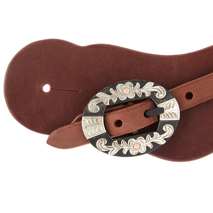 Mens Heavy Oiled Cowboy Spur Straps With Floral Buckles