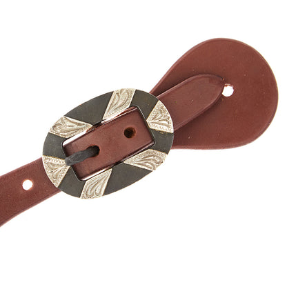 Mens Oiled Dove Wing Spur Straps With Oval Silver Bar Buckles