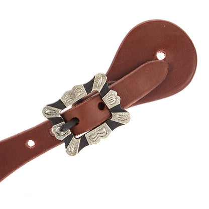 Mens Oiled Dove Wing Spur Straps With Square Silver Bar Buckles